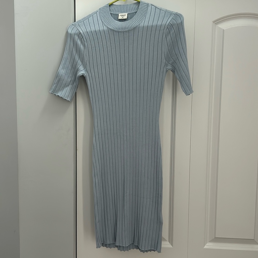 90s Style Cinderella Light Blue Ribbed Knit Dress